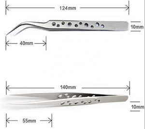Pinzas de pestañas de acero inoxidable de alta dureza antiestáticas ecológicas con logotipo personalizado herramientas de belleza para Volumen de cejas injertadas - Product Image 2