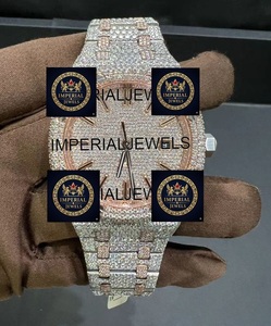 Montres pour hommes Hip Hop en acier inoxydable avec mouvement à quartz, cadran à pointeur GPS, entièrement serties de moissanite - Product Image 1