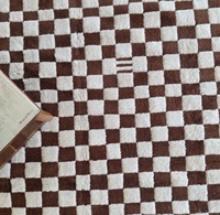 Tapis marocain authentique tissé à la main, abstrait, écologique, épais, antidérapant, antibactérien, adapté aux animaux domestiques, brun chocolat ivoire shaggy