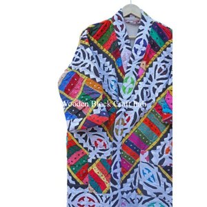 Kimono japonais style japonais fait main matelassé floral ajouré en coton Kantha, robe kimono, manteau d'hiver, séchage rapide, multicolore, ceinture à nouer - Product Image 2