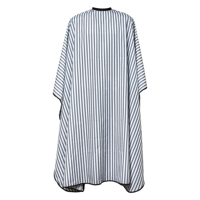 Cape de coiffure professionnelle rayée en tissu anti-adhésif, avec fermeture à bouton-pression réglable, réutilisable pour salon de coiffure