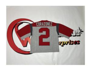 T-shirts personnalisés en coton French Terry avec broderie appliquée, style Letterman Baseball, avec nom et numéro sur panneau, en jersey respirant - Product Image 6