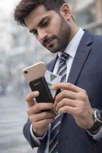 Tarjetero adhesivo de microfibra con logotipo personalizado Wriza para teléfono móvil, funda para tarjetas de identificación, soporte autoadhesivo para tarjetas de crédito con solapa para smartphone - Product Image 4