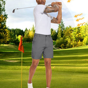 Shorts de golf et de loisirs pour hommes, haute performance, été, écologiques, respirants, tricotés, avec fermeture éclair à la taille, motif uni, service OEM - Product Image 6