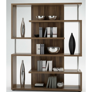 Modern Teak Wood <b>Storage</b> Rack with Layered Display Sections - Product Image 1