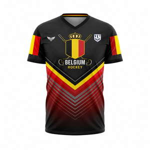 Custom Belgium Inspired Field Hockey Jersey Men Women Sublimated Sports Shirt Breathable Quick Dry Team Uniform OEM ODM Training - Product Image 1