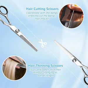 Ciseaux à effiler professionnels en acier inoxydable pour droitiers, manches en céramique et acier inoxydable, pointe de lame biseautée pour salon de coiffure - Product Image 2