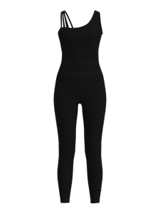 Combinaison de yoga sans coutures pour femme, col rond, bretelles croisées, taille haute, longueur intégrale, couleur unie, spandex polyester, extensible dans les quatre sens - Product Image 1