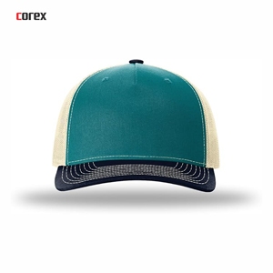 Custom Trucker <b>Hat</b> 5-Panel Mesh Breathable Adjustable Unisex Casual Spring Summer Adult Green Beige <b>Navy</b> - Product Image 2
