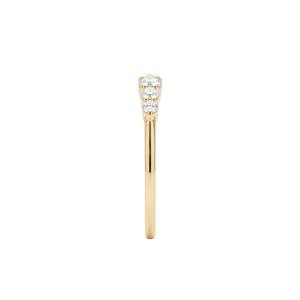 Anillo Apilable Minimalista con Diamantes de Laboratorio Redondos, Oro Sólido de 9K, 10K, 14K, 18K, Anillo de Promesa con Cuatro Diamantes, Anillo de Moda para Uso Diario - Product Image 4