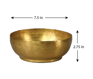 Bol rond décoratif en métal martelé, finition laiton couleur or, bol à fleurs en métal, bol de service - Product Image 4