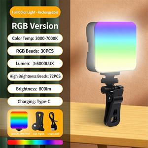 Mini lampe LED RVB de poche avec support griffe porte-accessoire, pleine couleur, à intensité réglable, pour TikTok, Vlogging et diffusion en direct - Product Image 2