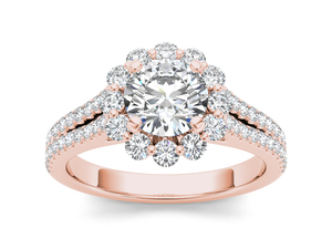 Anillo de Oro de 10k, 14k o 18k con Halo Floral y Diamante Redondo de 1 Quilate, Clásico para Mujer, Certificado IGI, Ideal para Compromiso, Aniversario o Boda - Product Image 5