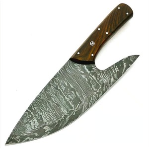 Cuchillo de Chef Profesional Hecho a Mano, Hoja de Acero de Damasco, Mango de Madera Personalizable, Funda de Cuero, Ambidiestro, Apto para Lavavajillas - Product Image 3