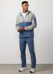 Men's Hooded Color Blocking windbreaker <b>Jacket</b> Zipper Closure Windproof Polyester Autumn Sporty Casual Wear - Product Image 1