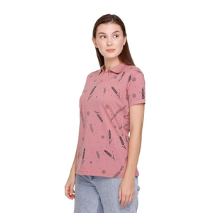 Low Price Summer Season Printed Women's Stylish Polo Shirts Custom Design Color Size Turn Down Collar Polo Shirts - Product Image 6
