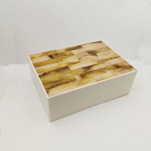 Luxury Monochrome Resin Inlay Keepsake Box, Handmade Geometric Fan Pattern Storage Case for Jewelry, Trinkets and Modern Home - Product Image 4