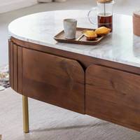 Table basse Vandana Aston Merino en bois de manguier et marbre de Sienne