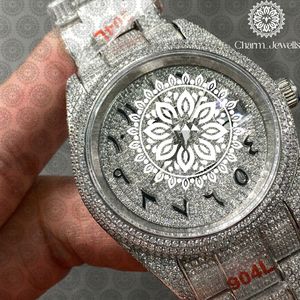 Charm Jewells Reloj redondo de lujo con incrustaciones de diamantes para mujer, acero inoxidable, analógico, de cuarzo, cierre plegable, 42 mm - Product Image 6