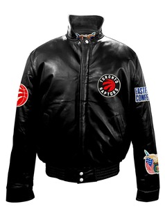 Chaqueta acolchada de cuero completo de los Toronto Raptors, color negro - Product Image 1