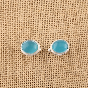 Ensemble de boutons de manchette Niharika Gems Luxury, faits à la main, en pierre œil-de-chat bleue, sertis dans de l'argent sterling 925, bijoux unisexes. - Product Image 2