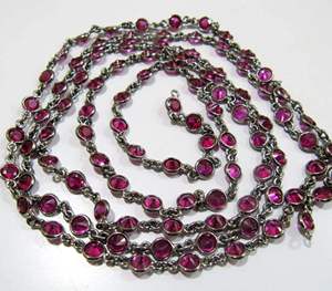 Chaîne à maillons ronds en forme de pièce de monnaie, sertie de rubis, taille 4 mm, plaqué argent, or, noir, pour la fabrication de bijoux, vendue au mètre - Product Image 4