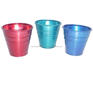 Maceta de Metal de Diseño de Lujo con Flores Pintadas a Mano en Azul Retro para Jardín, Hogar y Restaurante, Accesorios Florales para Plantas - Product Image 4