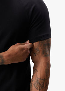 mens black jet black muscle fit raglan sleeve short sleeve <b>tshirt</b> crewneck athletic basic tee top - Product Image 5