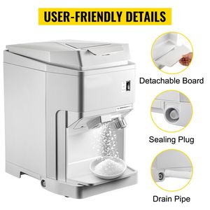 Máquina Eléctrica Comercial para Hacer Conos de Nieve, Trituradora de Hielo de 265 LBS/H, Máquina de Hielo Raspado de 250W con Tapa para Tolva de Hielo - Product Image 6