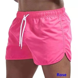 Shorts Casuales de Verano para Mujer, Color Rosa Sólido, Cintura con Cordón, Tela con Memoria, Teñido en Prenda, Secado Rápido, Corte Medio, con Bolsillos - Product Image 1