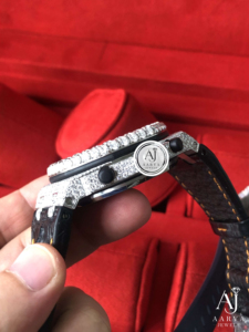 AARVA JEWELS นาฬิกาโครโนกราฟสแตนเลสสตีลสุดหรูสำหรับผู้ชาย 43 มม. กระจกเพชรโมอิสซาไนต์ประดับอะนาล็อกควอตซ์คุณภาพสูง - Product Image 3