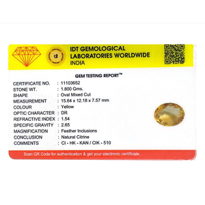 Natural Citrine Loose Gemstone 9 Carat Certified Cat's Eye Yellow Excellent Diamond Cut - Product Image 4