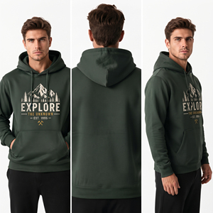 Sweat à capuche personnalisé pour homme en polyester imprimé, manches longues, style décontracté, avec poche avant, style streetwear - Product Image 5