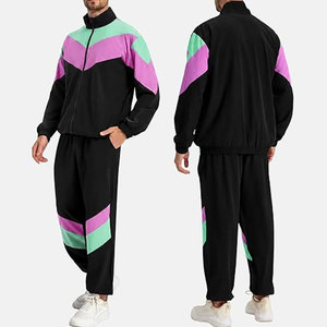 Unisex <b>90s</b> Retro Winter <b>Tracksuit</b> 2 Piece Set Color Block Windbreaker Jacket Matching Pants Zipper Sporty Outfit Vintage 100% - Product Image 3