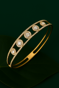 Luxury Gold Plated 925 <b>Silver</b> Moissanite Hip Hop <b>Bangle</b> Geometric Design Brilliant Cut Claw Setting Unisex Wedding <b>Bracelet</b> - Product Image 1