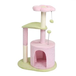 Árbol rascador multinivel de 33 pulgadas con plataforma curva y cama acolchada tipo condominio para gatos, ideal para que los gatitos se suban. - Product Image 1