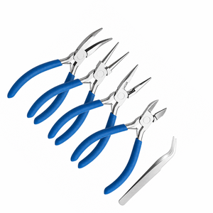 MANAN INSTRUMENTS Juego de Pinzas para Joyería de Acero Inoxidable con Mangos Azules para Manualidades, 5 Piezas, Incluye Pinzas para Anillos - Product Image 5