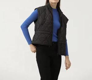 Tendance élégant imprimé floral hiver imperméable col haut gilet bouffant avec fermeture éclair avant complète veste pour femme - Product Image 6