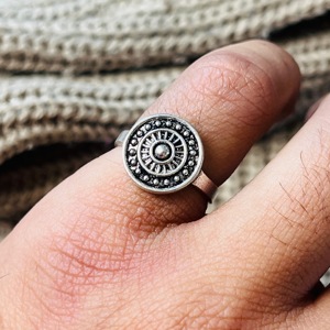 Brass Chakra <b>Ring</b> <b>Boho</b> Tribal <b>Ring</b> 925 sterling silver <b>ring</b> Bedded <b>ring</b> oxidized silver <b>ring</b> for Men's - Product Image 3