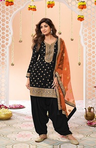 Salwar Kameez Patiala de Viscosa Bordado, Semi-Cosido, para Mujer, Estilo Moderno, Secado Rápido, para Bodas, Fiestas y Diwali - Product Image 5