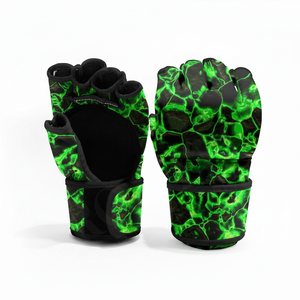 Gants de sparring en cuir sur mesure de haute qualité à 100 %, vente en gros, demi-doigts, équipement de protection des mains, design imprimé sur écran - Product Image 2