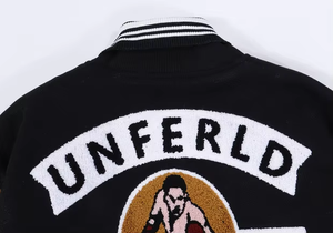 Blousons universitaires streetwear premium personnalisables pour équipes universitaires, hiver, unisexe, col et poignets côtelés, broderie chenille - Product Image 4