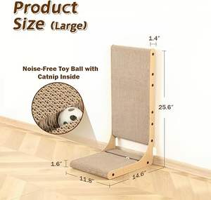 Lot de 2 griffoirs pour chat modernes et élégants, 25,6'' de hauteur, en bois, en forme de L, verticaux, à fixer au mur, pour l'intérieur - Product Image 4