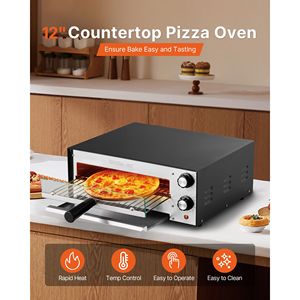 12-Inch Electric Countertop Pizza Oven Timing Temp Control 1450W Indoor Pizza Maker 572 Fahrenheit Max Temp <b>Toasters</b> Pizza Ovens - Product Image 2
