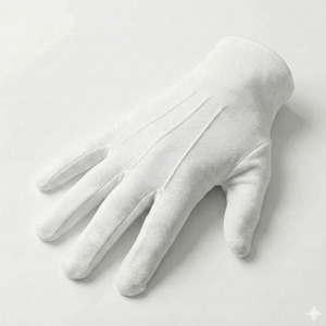 Gant de parade blanc en coton avec logo personnalisé, extensible, brodé, long, en polyester et nylon, pour festival ou cérémonie maçonnique - Product Image 4