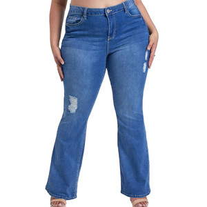 Womens Mid Rise <b>Flare</b> Leg Jeans Dark Indigo Wash Slim Fit Denim Pants Vintage Inspired Bell Bottom Trousers - Product Image 2