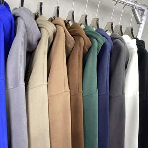 Sweat-shirts à capuche unisexes en coton de haute qualité, coupe oversize, molleton épais, épaules tombantes, unis, vierges, personnalisables pour hommes - Product Image 3