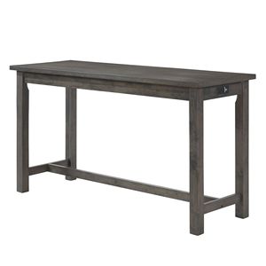 Set da Pranzo da 4 Pezzi con Finitura Grigia, Altezza Bancone, Porte USB, Prese di Corrente, 3 Sgabelli Casual, Tavolo con Cassetto Integrato, Tavolo da Sala da Pranzo 3 - Product Image 3