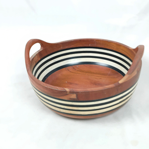 Ensaladera de Madera de Acacia Ecológica con Diseño Único en Esmalte, Gran Capacidad, con Utensilios para Servir Ensaladas para Fiestas - Product Image 1