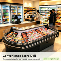 Vitrine Réfrigérée Ovale pour Viande, Refroidissement par Air, pour Bœuf Cru, Comptoir d'Îlot Central pour Supermarché, Aliments Frais